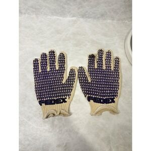 Vintage FedEx Work Gloves‎ Cream Purple Rubber Grip Logo Mens Large XL Retro